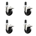 thumbnail image 1 of 4 Inch 316SS Hard Rubber Wheel Swivel 1-1/2 Inch Stem Caster Set Lock Brake SCC, 1 of 2