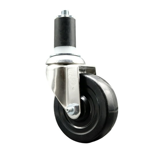 4 Inch 316SS Hard Rubber Wheel Swivel 1-5/8 Inch Expanding Stem Caster SCC