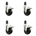 thumbnail image 1 of 4 Inch 316SS Hard Rubber Wheel Swivel 1-5/8 Inch Stem Caster Set Lock Brake SCC, 1 of 2