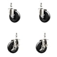 thumbnail image 1 of 4 Inch 316SS Hard Rubber Wheel Swivel 10mm Threaded Stem Caster Set 2 Brakes, 1 of 2