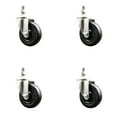 thumbnail image 1 of 4 Inch 316SS Hard Rubber Wheel Swivel 3/8 Inch Threaded Stem Caster Set SCC, 1 of 2