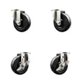 thumbnail image 1 of 4 Inch 316SS Hard Rubber Wheel Swivel Bolt Hole Caster Set 2 Brakes SCC, 1 of 2