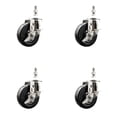 thumbnail image 1 of 4 Inch 316SS Hard Rubber Wheel Swivel ½ Inch Threaded Stem Caster Set Brake SCC, 1 of 2