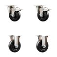 thumbnail image 1 of 4 Inch 316SS Hard Rubber Wheel Swivel Top Plate Caster Set 2 Lock Brake 2 Rigid, 1 of 2