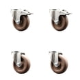 thumbnail image 1 of 4 Inch 316SS High Temp Glass Filled Nylon Bolt Hole Caster Set with 2 Lock Brake, 1 of 2