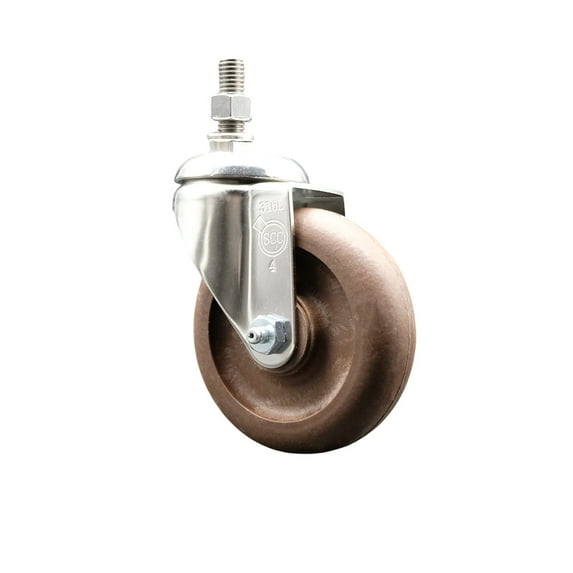 4 Inch 316SS High Temp Glass Filled Nylon Swivel 12mm Threaded Stem Caster