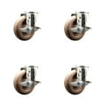 thumbnail image 1 of 4 Inch 316SS High Temp Glass Filled Nylon Swivel Bolt Hole Caster Set with Brake, 1 of 2