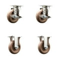 thumbnail image 1 of 4 Inch 316SS High Temp Glass Filled Nylon Top Plate Caster Set 2 Brake 2 Rigid, 1 of 2