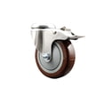 thumbnail image 1 of 4 Inch 316SS Maroon Polyurethane Swivel Bolt Hole Caster with Total Lock Brake, 1 of 2