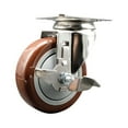 thumbnail image 1 of 4 Inch 316SS Maroon Polyurethane Wheel Swivel Top Plate Caster with Brake SCC, 1 of 2