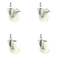 thumbnail image 1 of 4 Inch 316SS Nylon Wheel Swivel 10mm Threaded Stem Caster Set 2 Lock Brake, 1 of 2