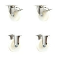 thumbnail image 1 of 4 Inch 316SS Nylon Wheel Swivel Top Plate Caster Set 2 Lock Brake 2 Rigid SCC, 1 of 2