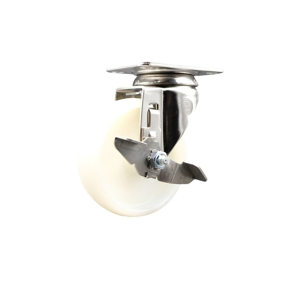4 Inch 316SS Nylon Wheel Swivel Top Plate Caster with Brake Service Caster