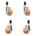thumbnail image 1 of 4 Inch 316SS Orange Poly Swivel 1-5/8 Inch Expanding Stem Caster Set 2 Brake SCC, 1 of 1