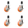 thumbnail image 1 of 4 Inch 316SS Orange Poly Swivel 1-7/8 Inch Expanding Stem Caster Set Brake SCC, 1 of 1