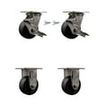 thumbnail image 1 of 4 Inch 316SS Polyolefin Caster Set with 2 Brakes/Swivel Locks 2 Rigid SCC, 1 of 2