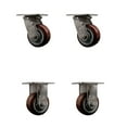 thumbnail image 1 of 4 Inch 316SS Polyurethane Caster Set with Roller Bearings 2 Swivel 2 Rigid SCC, 1 of 2