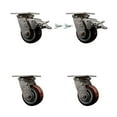 thumbnail image 1 of 4 Inch 316SS Polyurethane Caster Set with Delrin Bearings 2 Swivel Locks 2 Brake, 1 of 2