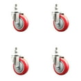 thumbnail image 1 of 4 Inch 316SS Red Polyurethane Wheel Swivel ½ Inch Threaded Stem Caster Set SCC, 1 of 2