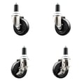 thumbnail image 1 of 4 Inch 316SS Soft Rubber Swivel 1-1/4 Inch Expanding Stem Caster Set 2 Brake SCC, 1 of 2