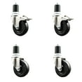 thumbnail image 1 of 4 Inch 316SS Soft Rubber Swivel 1-3/4 Inch Stem Caster Set 2 Lock Brake SCC, 1 of 2