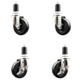 thumbnail image 1 of 4 Inch 316SS Soft Rubber Swivel 1-5/8 Inch Expanding Stem Caster Set 2 Brake SCC, 1 of 2