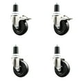 thumbnail image 1 of 4 Inch 316SS Soft Rubber Swivel 1-5/8 Inch Stem Caster Set 2 Lock Brake SCC, 1 of 2