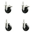 thumbnail image 1 of 4 Inch 316SS Soft Rubber Swivel 10mm Threaded Stem Caster Set 2 Lock Brake, 1 of 2