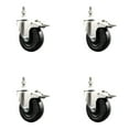 thumbnail image 1 of 4 Inch 316SS Soft Rubber Swivel 12mm Threaded Stem Caster Set Lock Brake SCC, 1 of 2