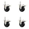 thumbnail image 1 of 4 Inch 316SS Soft Rubber Swivel 3/8 Inch Threaded Stem Caster Set Lock Brake SCC, 1 of 2
