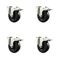thumbnail image 1 of 4 Inch 316SS Soft Rubber Swivel Bolt Hole Caster Set with Lock Brake SCC, 1 of 2