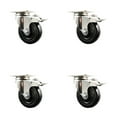 thumbnail image 1 of 4 Inch 316SS Soft Rubber Swivel Top Plate Caster Set Total Lock Brake SCC, 1 of 2