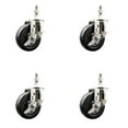 thumbnail image 1 of 4 Inch 316SS Soft Rubber Wheel Swivel 12mm Threaded Stem Caster Set Brake, 1 of 2