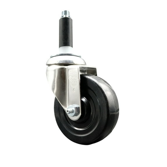 4 Inch 316SS Soft Rubber Wheel Swivel 3/4 Inch Expanding Stem Caster SCC