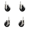 thumbnail image 1 of 4 Inch 316SS Soft Rubber Wheel Swivel ½ Inch Threaded Stem Caster Set 2 Brakes, 1 of 2
