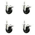 thumbnail image 1 of 4 Inch 316SS Soft Rubber Wheel Swivel ½ Inch Threaded Stem Caster Set Lock Brake, 1 of 2