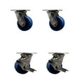 thumbnail image 1 of 4 Inch 316SS Solid Poly Swivel Caster Set with Roller Bearings 2 Brakes SCC, 1 of 2