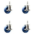 thumbnail image 1 of 4 Inch 316SS Solid Polyurethane Swivel 10mm Threaded Stem Caster Set Brake, 1 of 2