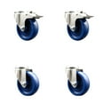 thumbnail image 1 of 4 Inch 316SS Solid Polyurethane Swivel Bolt Hole Caster Set with 2 Lock Brake, 1 of 2