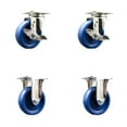thumbnail image 1 of 4 Inch 316SS Solid Polyurethane Swivel Top Plate Caster Set 2 Brake 2 Rigid SCC, 1 of 2