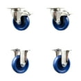 thumbnail image 1 of 4 Inch 316SS Solid Polyurethane Swivel Top Plate Caster Set 2 Lock Brake 2 Rigid, 1 of 2