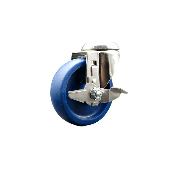 4 Inch 316SS Solid Polyurethane Wheel Swivel Bolt Hole Caster with Brake SCC