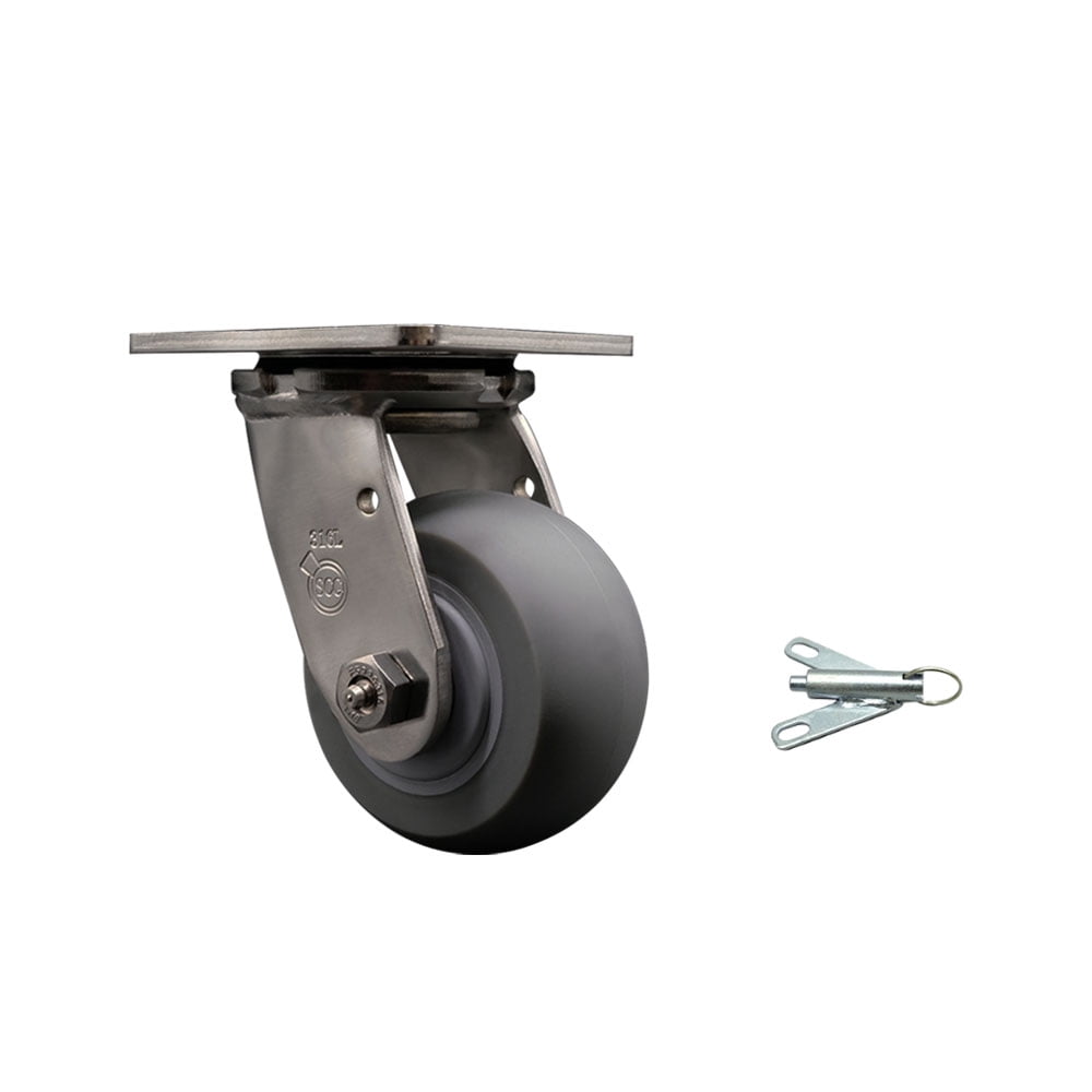 Service Caster Heavy Duty Swivel Caster – 6" X 2" Thermoplastic Rubber Flat Tread, 500 Lbs Capacity, With Side Lock Brake & Maintenance-Free Bearings
