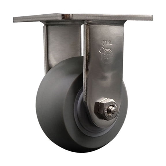 4 Inch 316SS Thermo Rubber Donut Tread Wheel Rigid Caster with Ball Bearing SCC