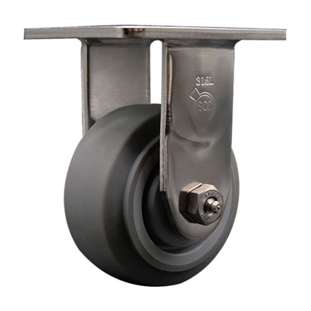 4 Inch 316SS Thermo Rubber Flat Tread Wheel Rigid Caster with Ball ...