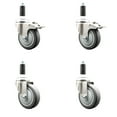 thumbnail image 1 of 4 Inch 316SS Thermoplastic Rubber Swivel 1-1/8 Inch Stem Caster Set 2 Lock Brake, 1 of 2