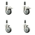 thumbnail image 1 of 4 Inch 316SS Thermoplastic Rubber Swivel 1-3/8 Inch Stem Caster Set 2 Lock Brake, 1 of 2