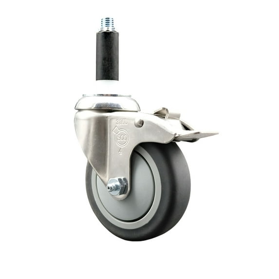 4 Inch 316SS Thermoplastic Rubber Swivel 7/8 Inch Stem Caster Lock Brake SCC
