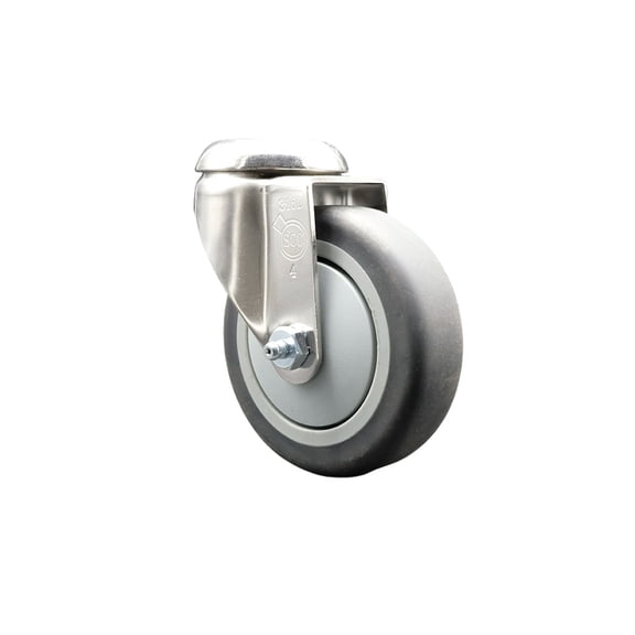 4 Inch 316SS Thermoplastic Rubber Wheel Swivel Bolt Hole Caster Service Caster
