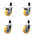 thumbnail image 1 of 4 Inch 316SS Yellow Poly Swivel 1-3/8 Inch Expanding Stem Caster Set 2 Brake, 1 of 1